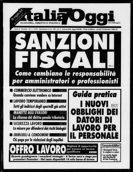 Italia oggi : quotidiano di economia finanza e politica